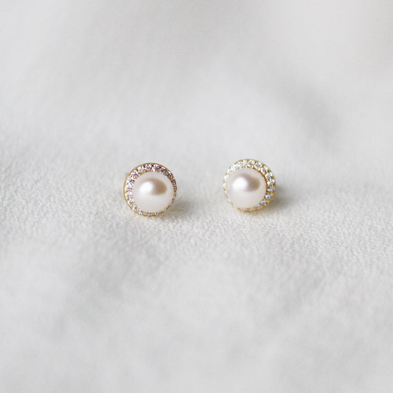 White Pearl Gold Beaded Hoop Earrings | PrettyLittleThing USA