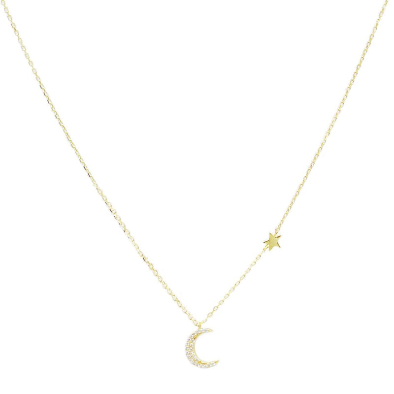 Crescent Moon and Star Necklace - SLVR New York Gold