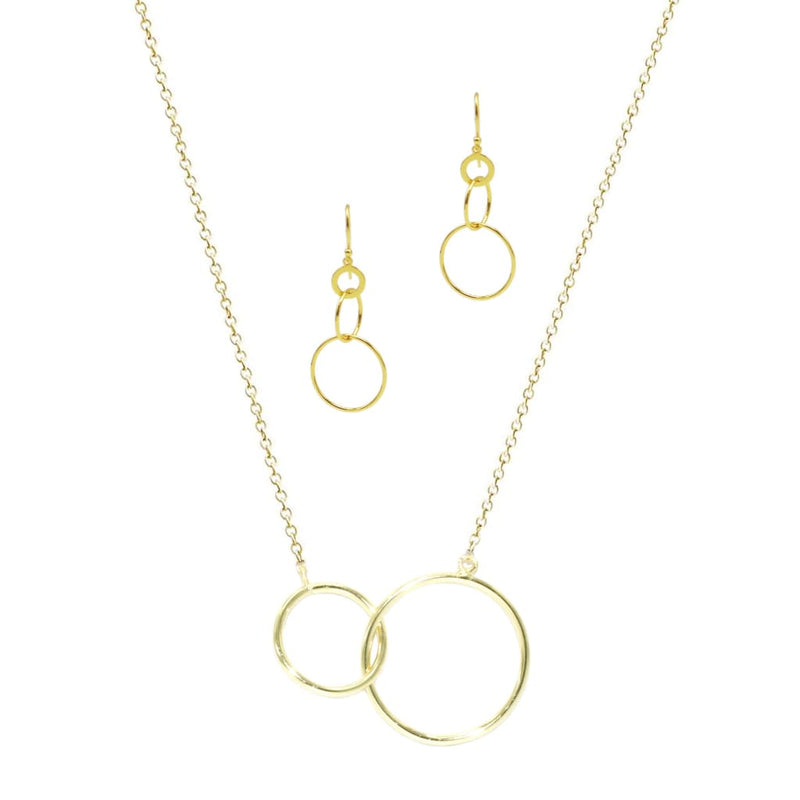 Intersect Circle Necklace in Sterling Silver - SLVR New York Gold / SET