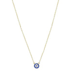 Mini Circle with Blue Stone Pendant Necklace - SLVR New York Gold