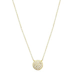 Mini Round Tag with CZ Pendant Necklace - SLVR New York Necklace / Gold