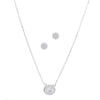 Mini Round Tag with CZ Pendant Necklace - SLVR New York Set / Silver