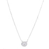 Mini Round Tag with CZ Pendant Necklace - SLVR New York Necklace / Silver