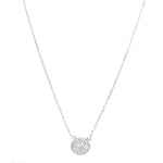 Mini Round Tag with CZ Pendant Necklace - SLVR New York Necklace / Silver