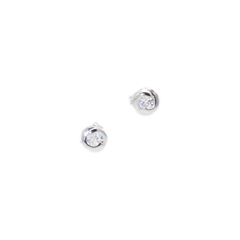 Stud Earrings In Sterling Silver with CZ - SLVR New York